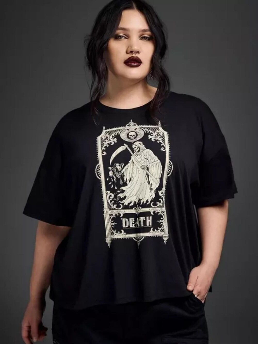 D1 NWT Torrid Nightfall Death Tarot Card Heritage Jersey Tee - 4X